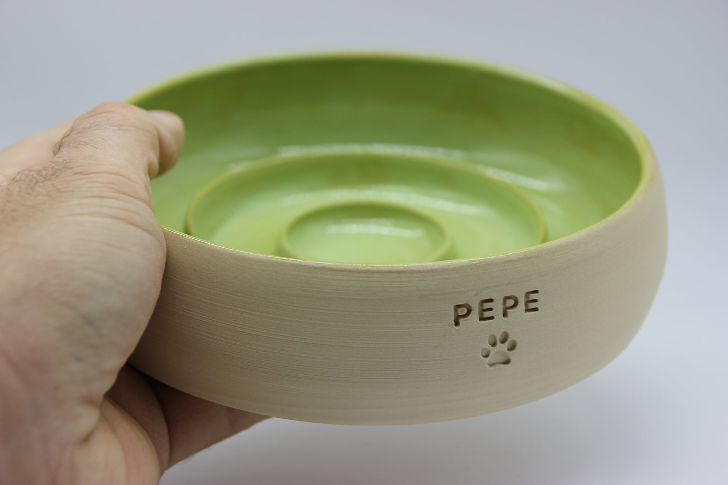 Personalized Ceramic Slow Feeder Pet Bowls, Dog and Cat Food Bowl, Custom Name Engraved.