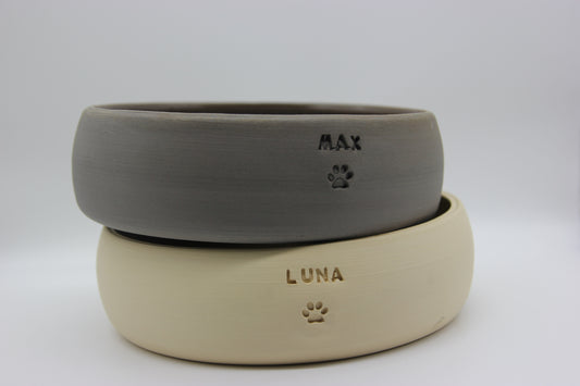 Personalized Ceramic Stoneware Pet Bowl: Custom Engraved Name