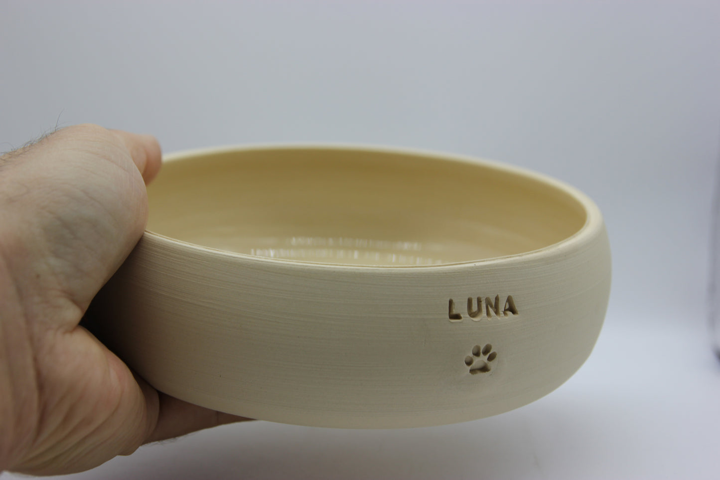 Personalized Ceramic Stoneware Pet Bowl: Custom Engraved Name
