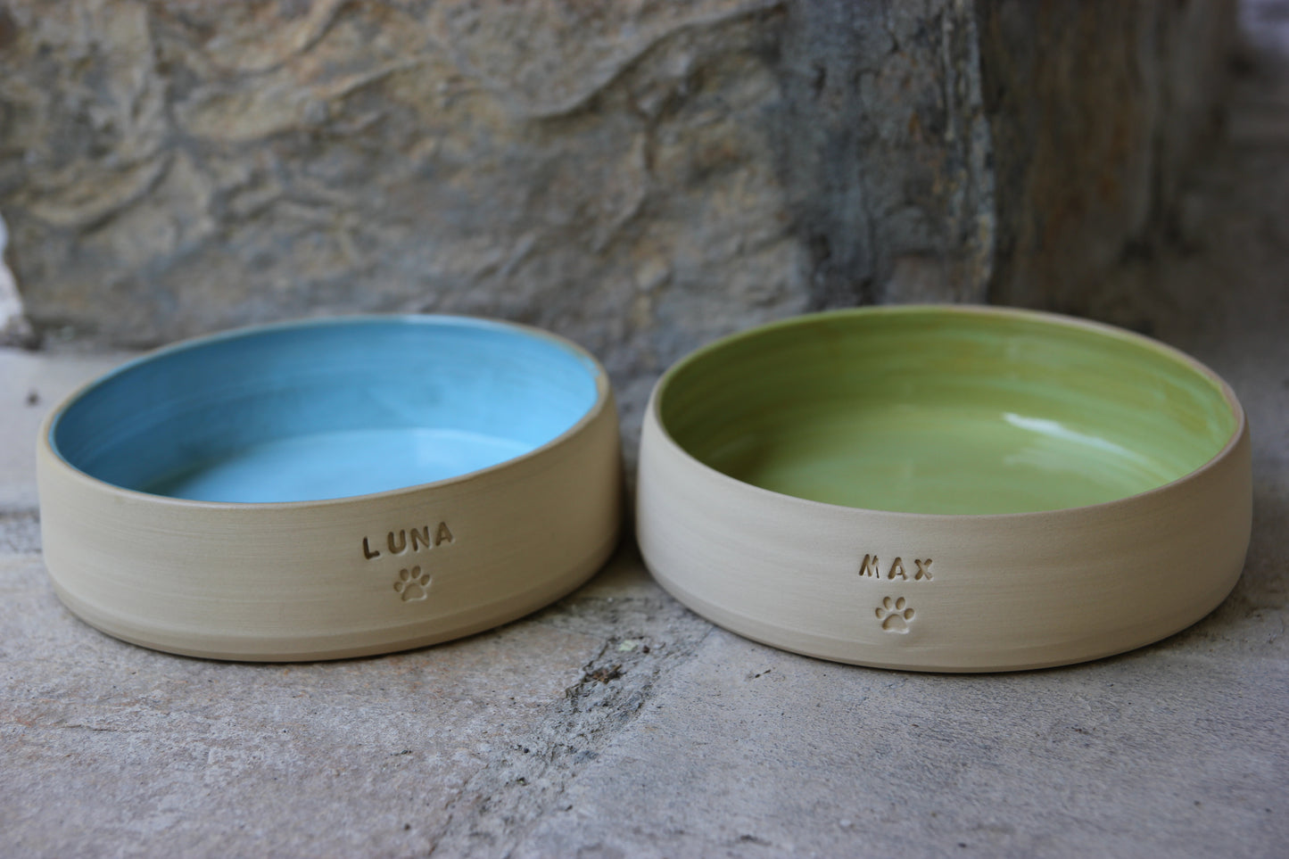 Personalized Ceramic Stoneware Pet Bowl: Custom Engraved Name