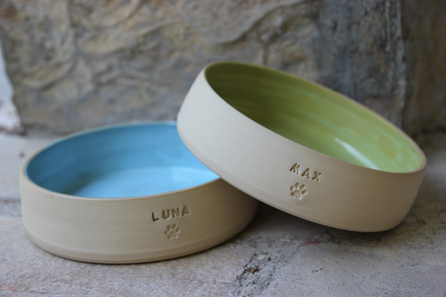 Personalized Ceramic Stoneware Pet Bowl: Custom Engraved Name